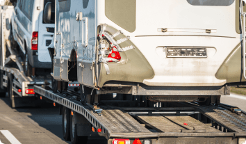 RV on a tow truck