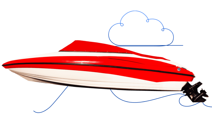 a red speedboat